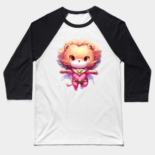 Superhero pink lion cat Baseball T-Shirt